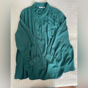 Susan Graver 3x emerald green button down
